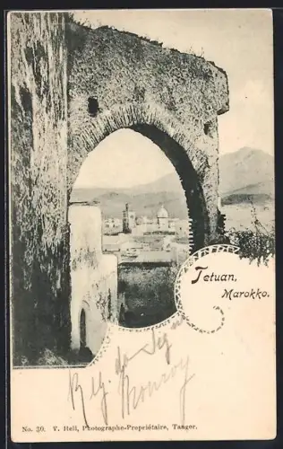 AK Tetuan, Panoramablick durch einen Torbogen