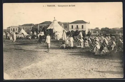 AK Tanger, Campement de Caid, Menschen, Zelt und Häuser