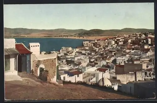 AK Tanger, Maroc, Blick über die Stadt mit Uferpartie