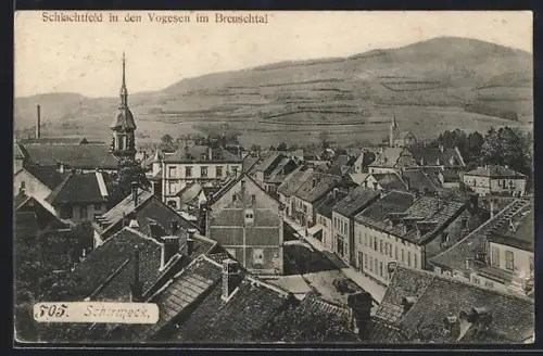 AK Schirmeck /Vogesen, Totalansicht aus der Vogelschau