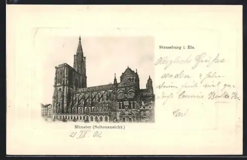 AK Strassburg i. E., Münster, Seitenansicht