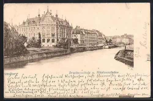 AK Strassburg, Drachenschule u. Nikolausstaden