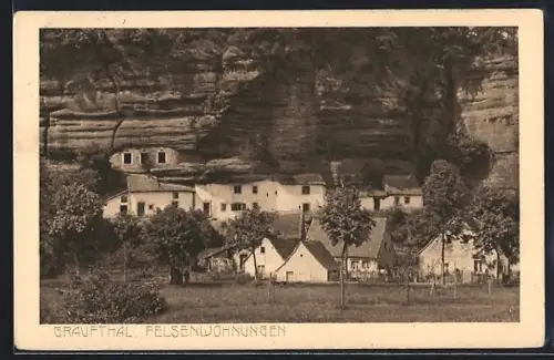 AK Graufthal, Blick auf Felsenwohnungen