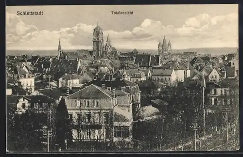 AK Schlettstadt, Totalansicht aus der Vogelschau