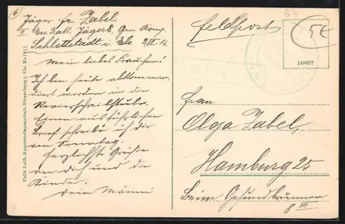 AK Schlettstadt, Totalansicht aus der Vogelschau