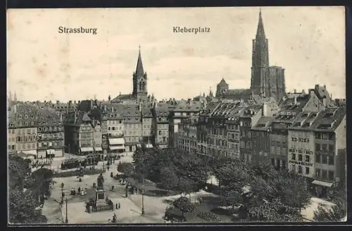 AK Strassburg, Kleberplatz, Strassenbahn