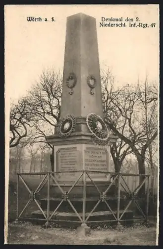 AK Wörth, Denkmal d. 2 Niederschl. Inf.-Rgt. Nr. 47