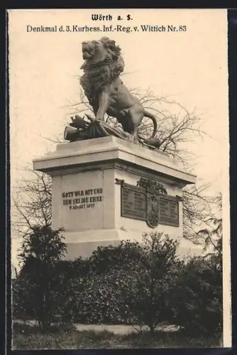 AK Wörth, Denkmal des 3. Kurhess.-Inf.-Regt. v. Wittich, Nr. 83