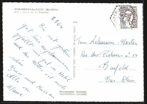 AK Morsbronn-les-Bains, Hotel de la Vignette