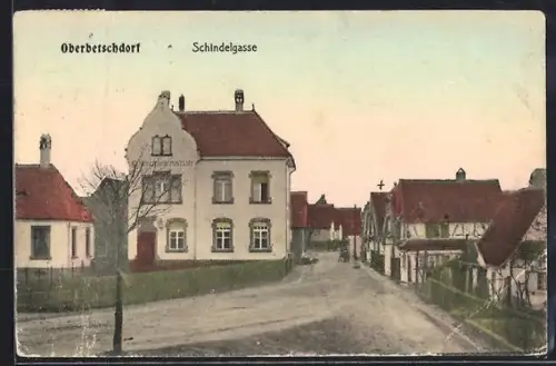 AK Oberbetschdorf, Schindelgasse mit Postamt