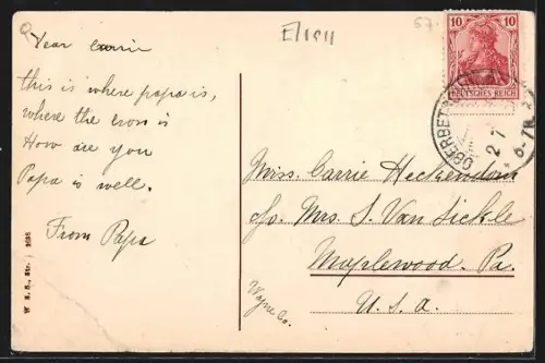 AK Oberbetschdorf, Schindelgasse mit Postamt