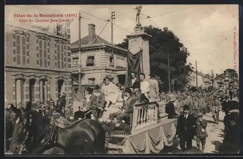 AK Troyes, Fêtes de la Bonneterie 1925, Char du Quartier Jean-Jaurès