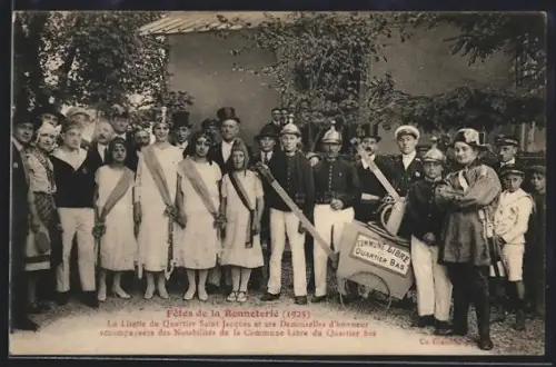 AK Troyes, Fêtes de la Bonneterie 1925, La Lisette du Quartier Saint-Jacques et ses Demoiselles d`honneur
