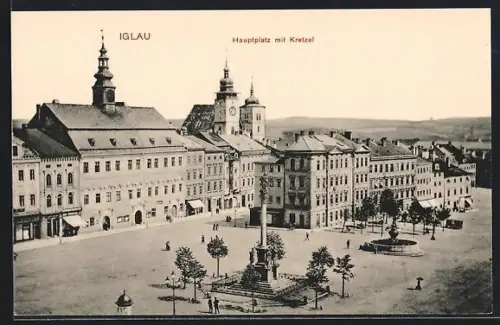 AK Iglau, Hauptplatz mit Kretzel