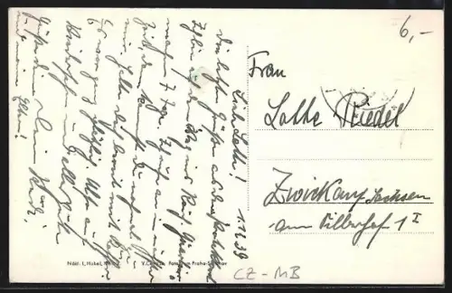 AK Melnik, Collage mit Architektur, Bäuerin und Arbeitern