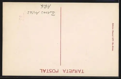 AK Buenos Aires, Congreso, Passepartout mit argentinischen Flaggen und Rosen