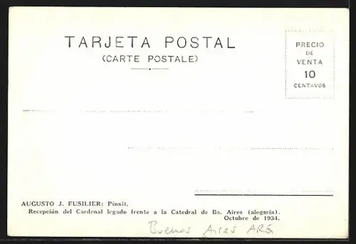 Künstler-AK Buenos Aires, Recepión del Cardenal legado frente a la Catedral de Bs. Aires