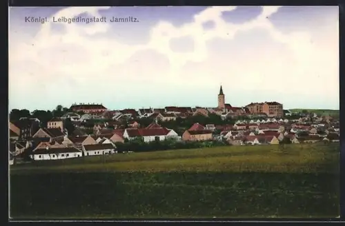 AK Jamnitz, Ortsansicht vom Feld aus