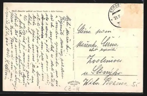 AK Telc, Hotel, Drogerie-, Radio- und weitere Geschäfte