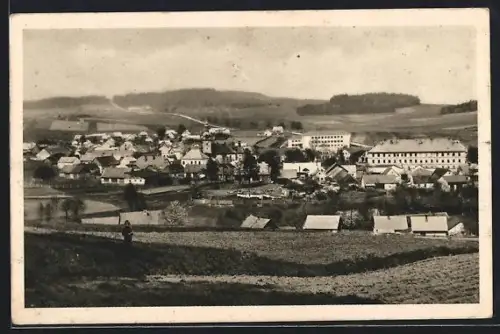 AK Stecken bei Iglau, Ortsansicht von der Feldflur aus