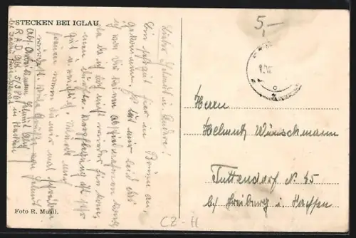 AK Stecken bei Iglau, Ortsansicht von der Feldflur aus