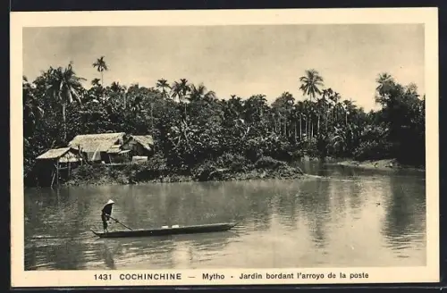 AK Cochinchine /Mytho, Jardin bordant l`arroyo de la poste