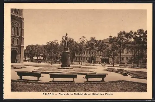 AK Saigon, Place de la Cathédrale et Hôtel des Postes