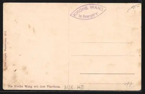 AK Riesengebirge, Kirche Wang mit Pfarrhaus