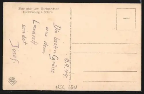 AK Greiffenberg i. Schles, Sanatorium Birkenhof