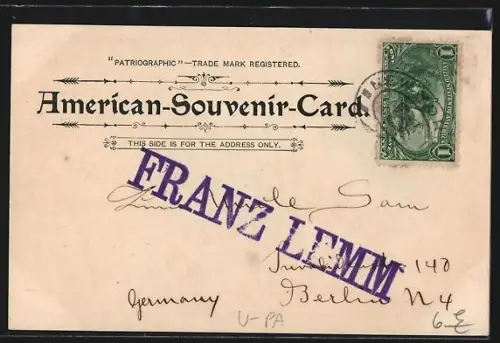 Lithographie Philadelphia, PA, Post Office, Genl. Meades Statue, Sunken Garden Fairmount