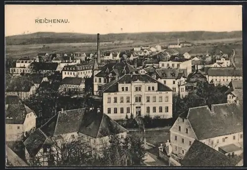 AK Reichenau, Panorama mit Strassenpartie