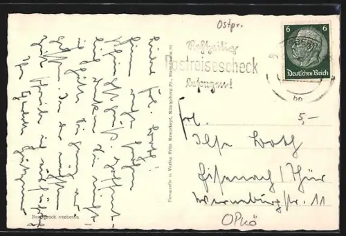 AK Königsberg /Pr., Schlossteich mit Brücke