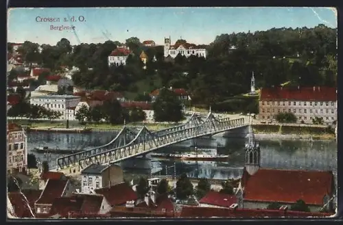 AK Crossen / Krosno Odrz, Ortsansicht