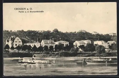 AK Crossen a. O., Partie a. d. Bismarckstrasse