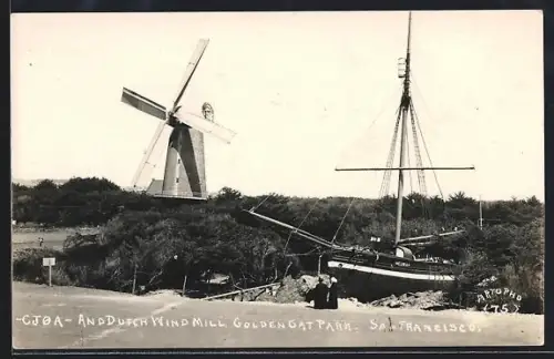 AK San Francisco, CA, Cjoa and Durch Wind Mill, Golden Gate Park