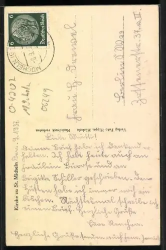 AK St. Micheln, Blick zur Kirche