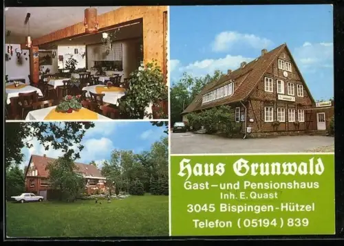 AK Bispingen-Hützel, Hotel Haus Grunwald, Innenansicht, Garten
