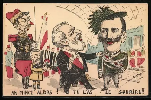 AK König Vittorio Emanuele III wird empfangen