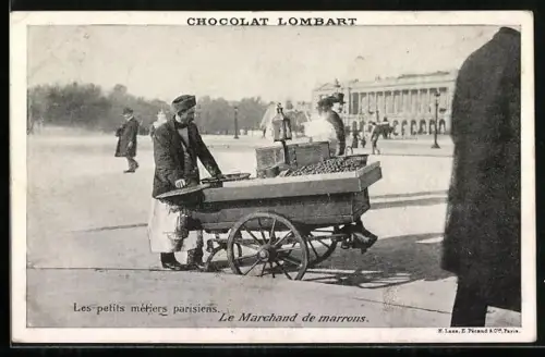 AK Paris, Les petits métiers parisiens: le Marchand de marrons, Maronen-Verkäufer