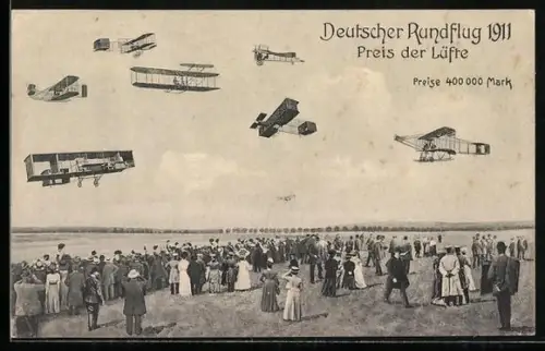 AK Deutscher Rundflug 1911, Preis der Lüfte, Flugzeuge