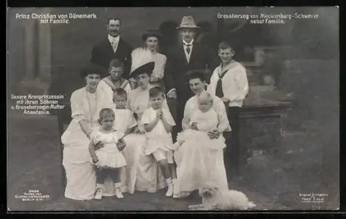 AK Grossherzog von Mecklenburg und Prinz Christian von Dänemark mit Familie