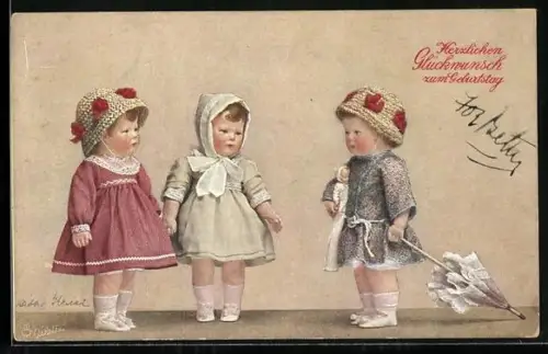 AK Szenen aus dem Leben nachgestellt mit Käthe Kruse-Puppen, Kriegsrat in der Heimat