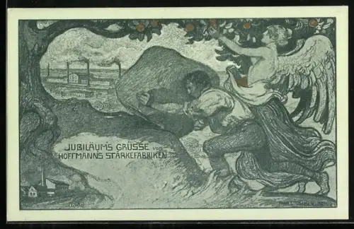 Künstler-AK Bad Salzuflen, Jubiläumsgrüsse von Hoffmanns Stärke-Fabriken