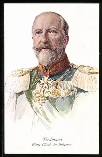 AK König Ferdinand von Bulgarien in Uniform mit Orden