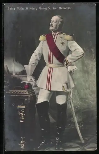 AK Portrait König Georg V. von Hannover in Uniform mit Epauletten