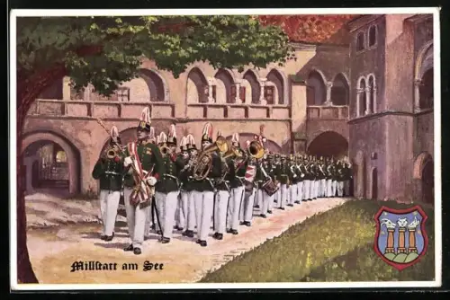 Künstler-AK Millstatt am See, Uniformiertes Bürgerkorps