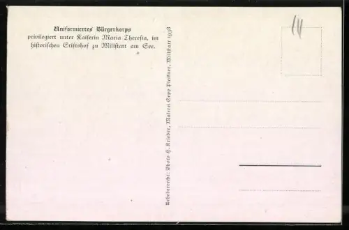 Künstler-AK Millstatt am See, Uniformiertes Bürgerkorps