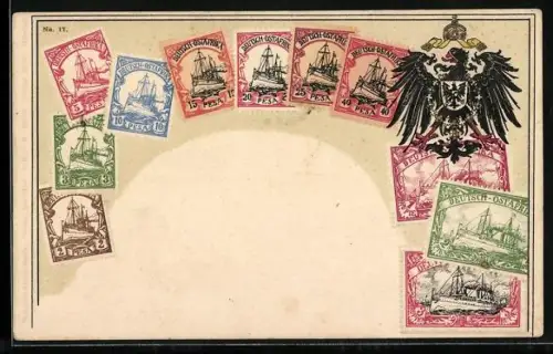 AK Deutsch-Ostafrika, Briefmarken aus der deutschen Kolonie