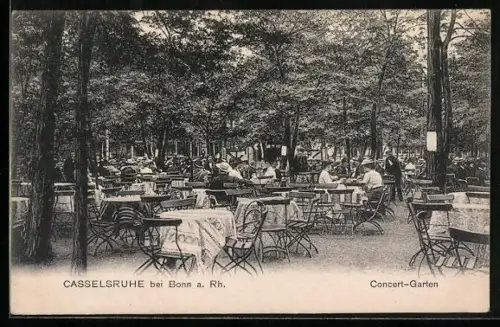 AK Casselruhe /Bonn, Blick auf den Concert-Garten mit Gästen