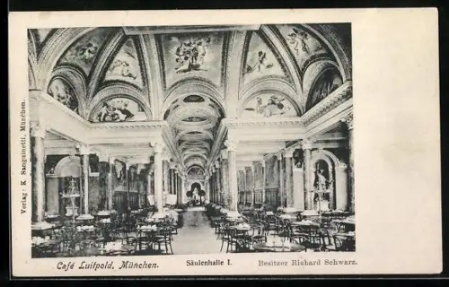 AK München, Säulenhalle des Café Luitpold, Inh. Richard Schwarz